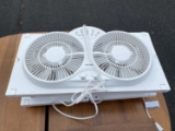 Pair of window fans with thermostat control