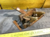 Antique primitive wooden plow plane - heavily marked
