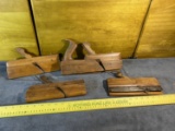 Group of 4 Antique Wooden  Moulding Planes with Blades