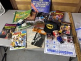 Assorted pop culture lot, comic books, Bat Man, Jazz, toy etc