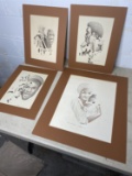 Group of 4 Signed Prints including Jackie Robinson, Africans