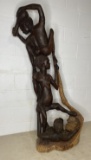 Large very heavy carved wood African sculpture art piece
