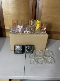 Glassware, clocks, and Button