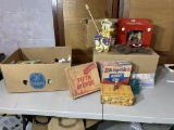 Chef Toy Oven with Box, Golden Books, Bazooka Bubble Gum Box and 5th Ave Candy Box