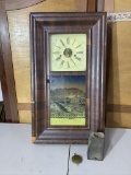 Antique clock w/Brass Clock Works by JC Brown with Havanna Scene