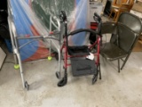 2 Walkers and 2 metal chairs