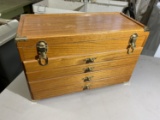 Vintage wooden carpenter's toolbox