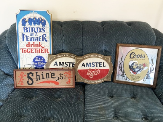 Group of 4 Beer Signs and Shine sign