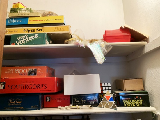 Contents of Closet - assortment of vintage games