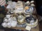Table lot of China items, linens and more