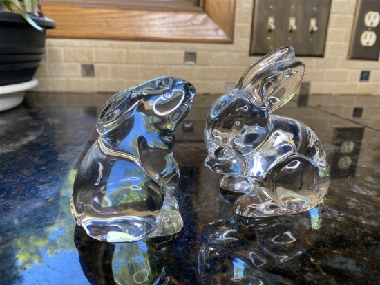 Glass rabbit by Baccarat and Bunny by Waterford