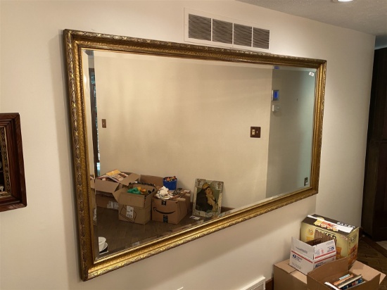 Unusual huge 7' x 4' antique mirror