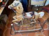 Vintage Plastic Ride on Horse on Metal Stand