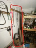 Old fishing rods, minnow holder etc