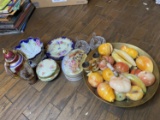 Marble fruit in bowl, Opera Glasses, Painted China