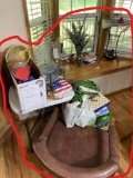 Small folding table, chair, other misc. items