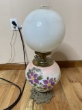 Nice Antique Lamp with Painted Globe