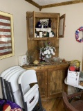 Vintage wooden primitive corner cabinet
