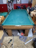 Vintage Slate Pool Table with balls, one stick