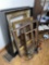 Group lot of antique picture frames, lamps