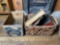 Fruit crate, basket, other antique items lot