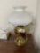 Antique electrified brass oil lamp