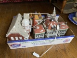 Group lot of Christmas village ceramic scenery pieces