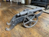 Large antique cast iron signal cannon