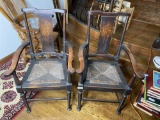 Two Antique Rush bottom Chairs with unusual designs