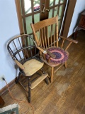 Antique High Chair and Plank Bottom Chair