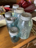 Group lot of assorted early antique blue canning jars