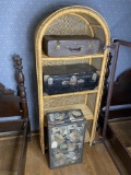 Shelf plus three antique suitcases