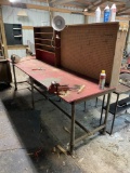 Large Shop Table with grinder, vice