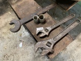 Three large antique wrenches