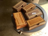 Group of 5 shop made wooden keepsake boxes