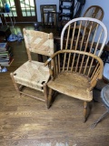 Bentwood Windsor Chair plus small rush chair