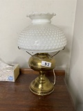 Antique electrified brass oil lamp