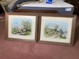 Large Victorian Framed Lithograph of Children Playing