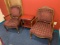 Red Wooden Side Table with 2 Chairs