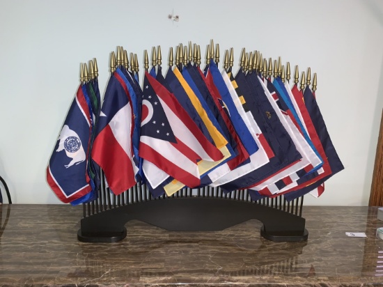 State Flags and Flag Holder (49 flags total) 2' T x 29" W