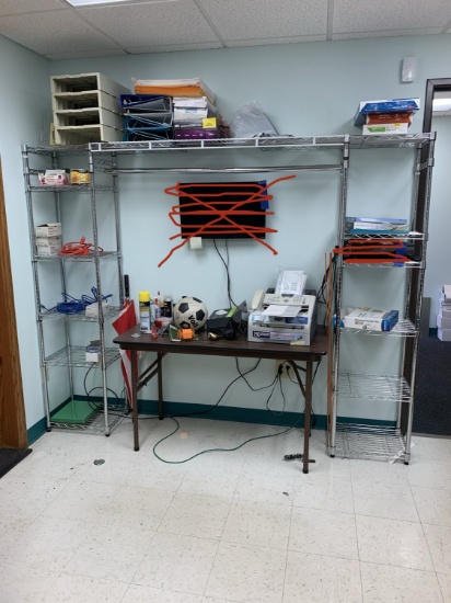 Nice Metro Shelving Unit, Table, Cables, Printing Paper, Binders and More (The Electronic Items pict