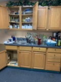 Cleaning Rights to Kitchen Counter and Cabinets.  Mugs, Coffee Maker, Plastic Utensils and more