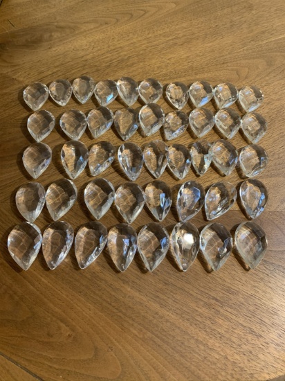 44 Clear Crystal Glass Pendants. Measures 2"