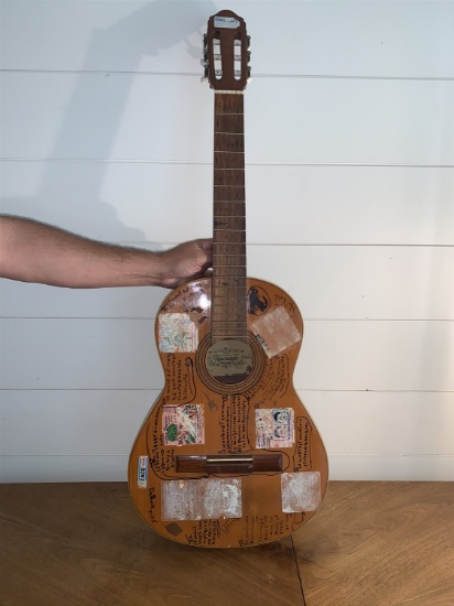 Raimundo Guitar Model 112 with Unique Stickers and French Writing. Teaching Model