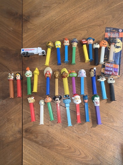 Large Group of Assorted Pez Dispensers - Batman, Peanuts, Halloween, and Disney Cars