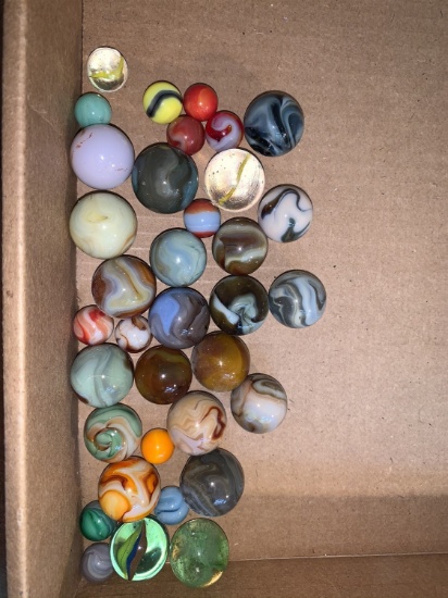 Unique Group of Vintage Marbles Including Akro Agate Alley Christensen and Shooters