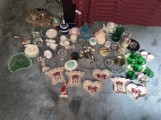 Assortment of Glass - Galagray ware, Collector Spoons, Silver Plate Utensils, Marble Vase and More