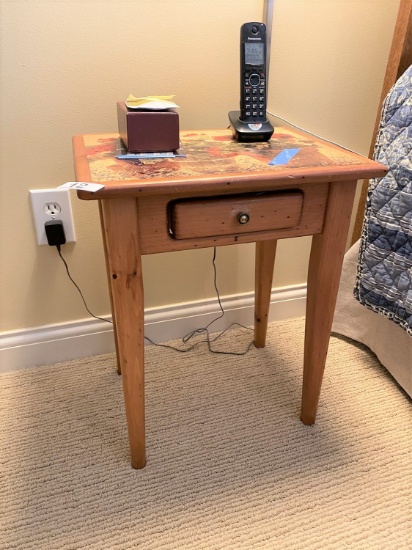 Small decorated one drawer stand