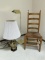 Ladder Back Chair, 2 Lamps, and Phone