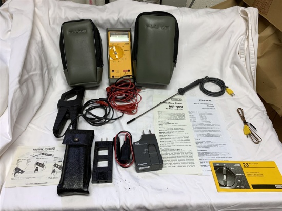 Fluke electronic devices including thermocuopler, multimeter, ac current probe
